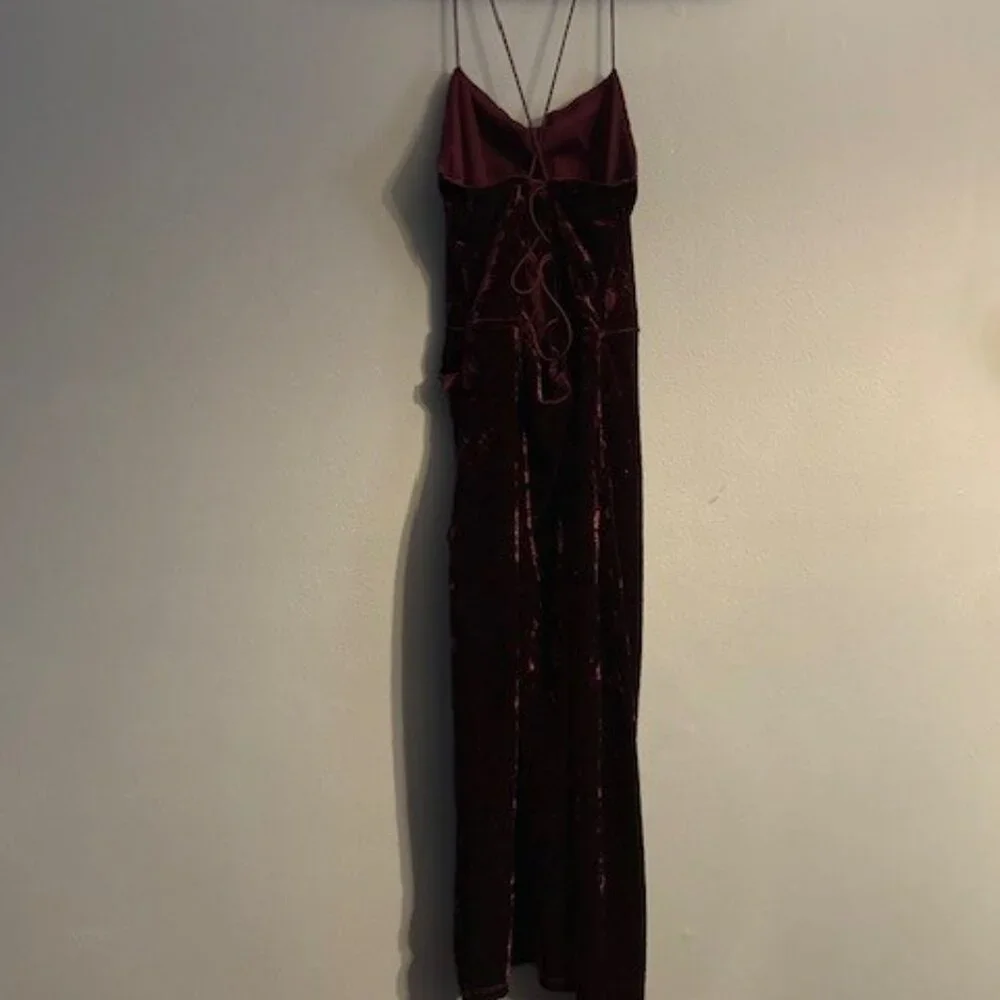 SOLD Almost Famous Burgundy Crushed Velvet Strappy Dress - Picture 3 of 5